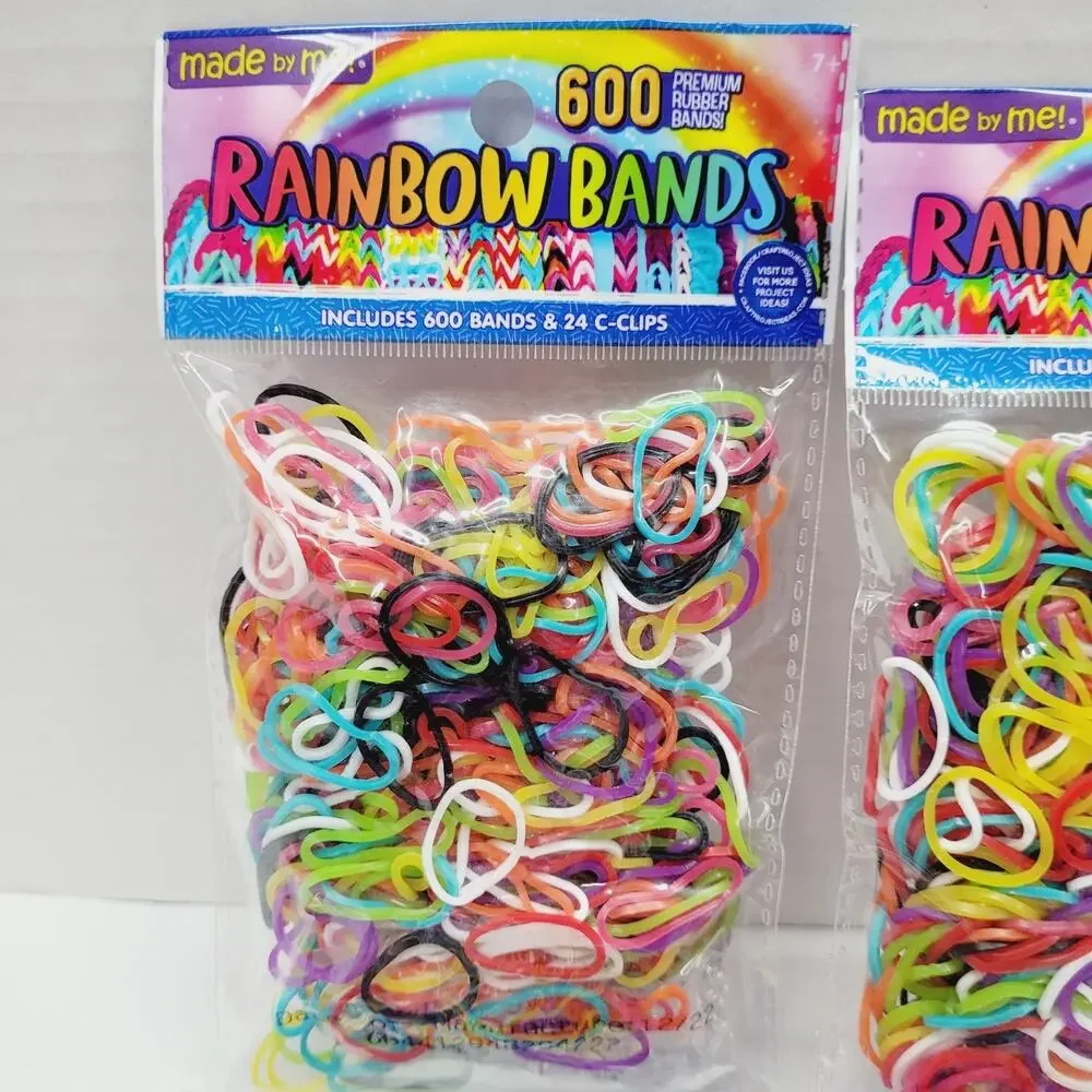 5400 New Multi Rainbow Color Loom Refill Rubber Bands With 216 C-Clips 9 Packs